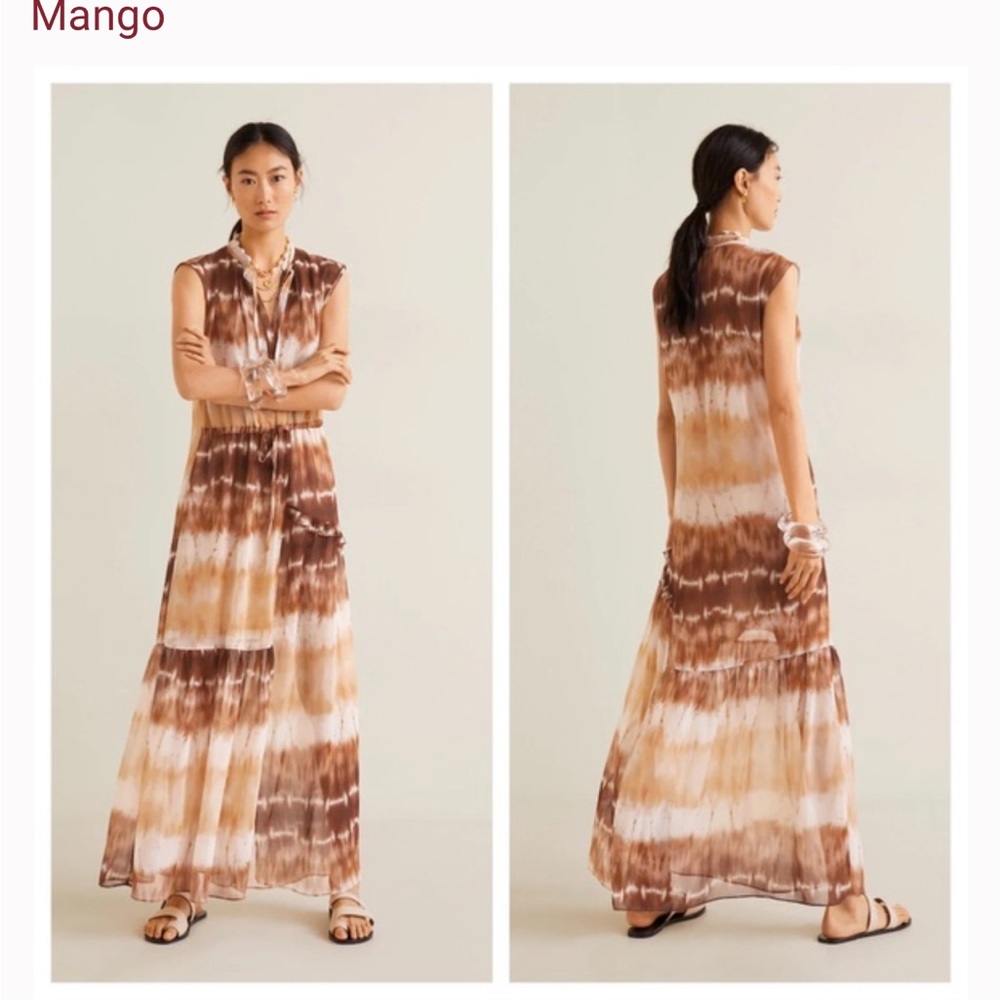 NEW - Mango Tie Dye Sheer Boho Whimsical Teired Maxi Dress Fairycore Ethereal
